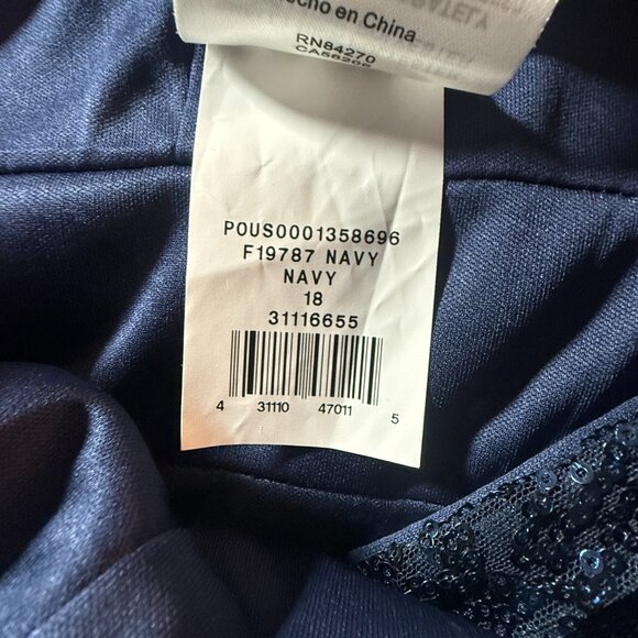 📌David's Bridal Sequin Navy Empire Waistline Bridesmaid - Formal  - Prom Dress - Picture 15 of 16